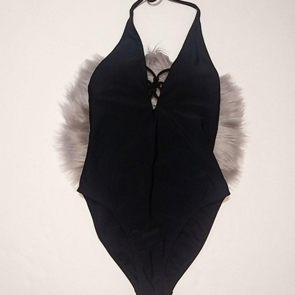 Xhilaration Black Strappy One Piece Swimsuit XS